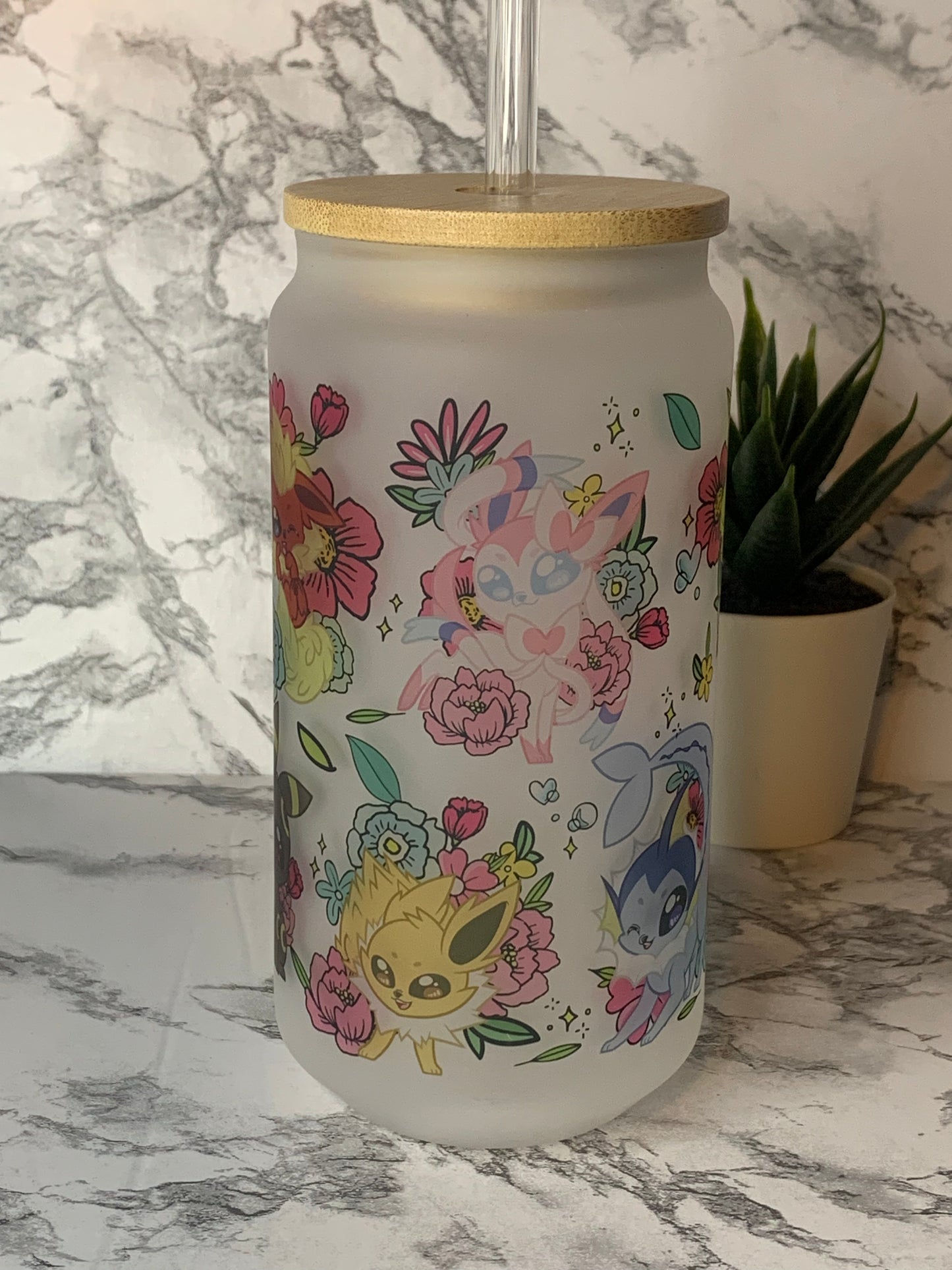 Blossom Monster Frosted Glass Cup