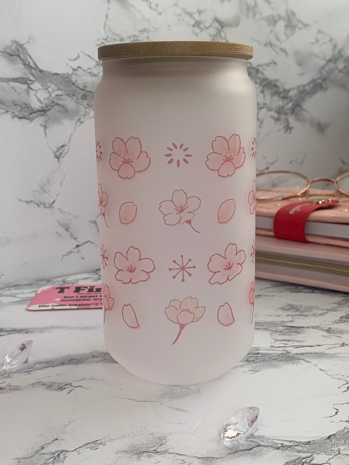 Cherry Blossom 18 oz Glass Cup