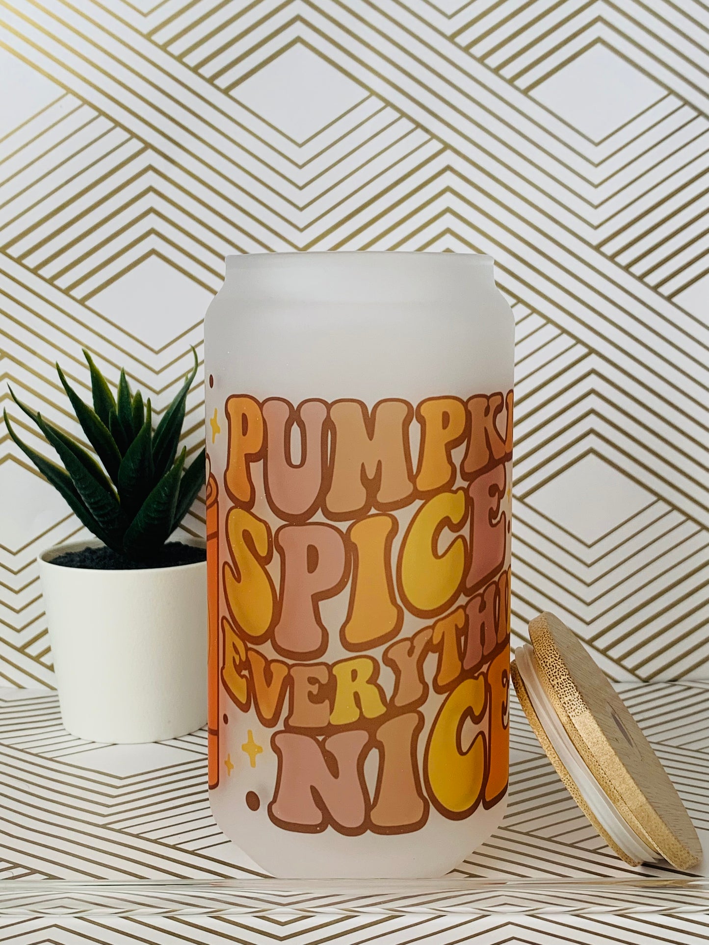 Pumpkin Spice Glass Cup