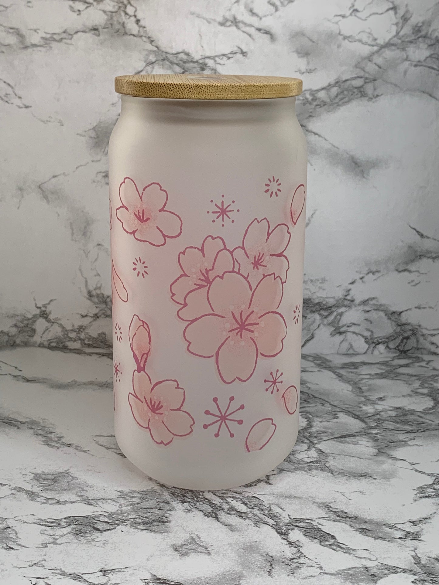 Cherry Blossom 18 oz Glass Cup