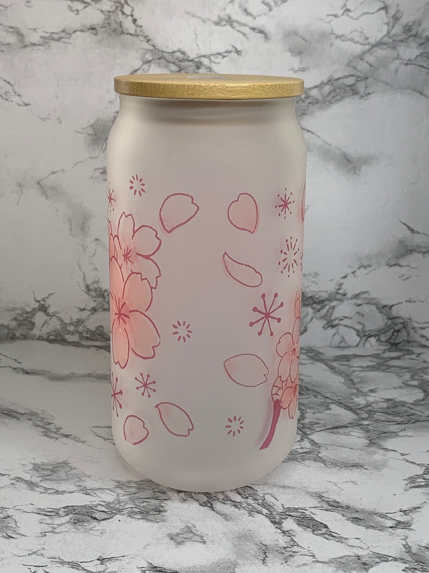 Cherry Blossom 18 oz Glass Cup