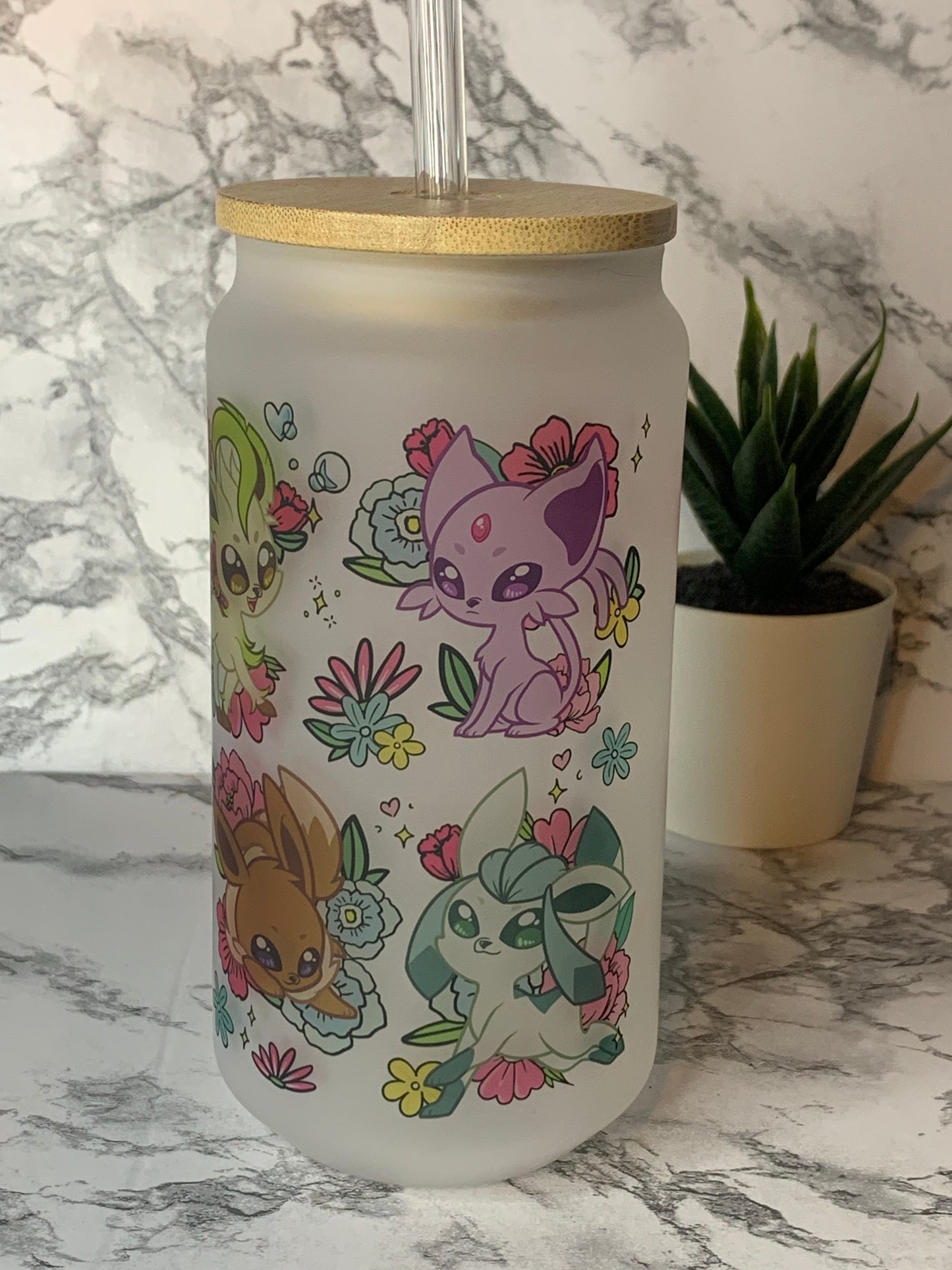 Blossom Monster Frosted Glass Cup