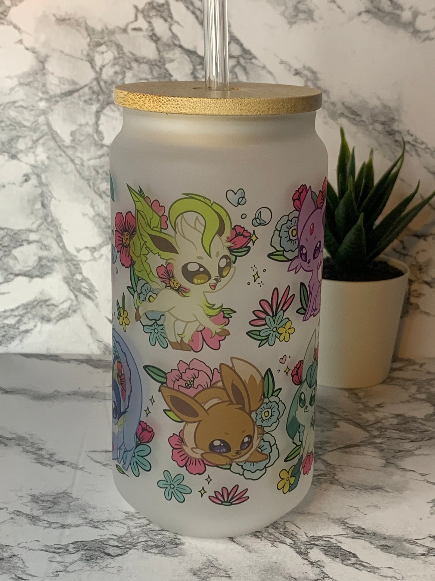 Blossom Monster Frosted Glass Cup