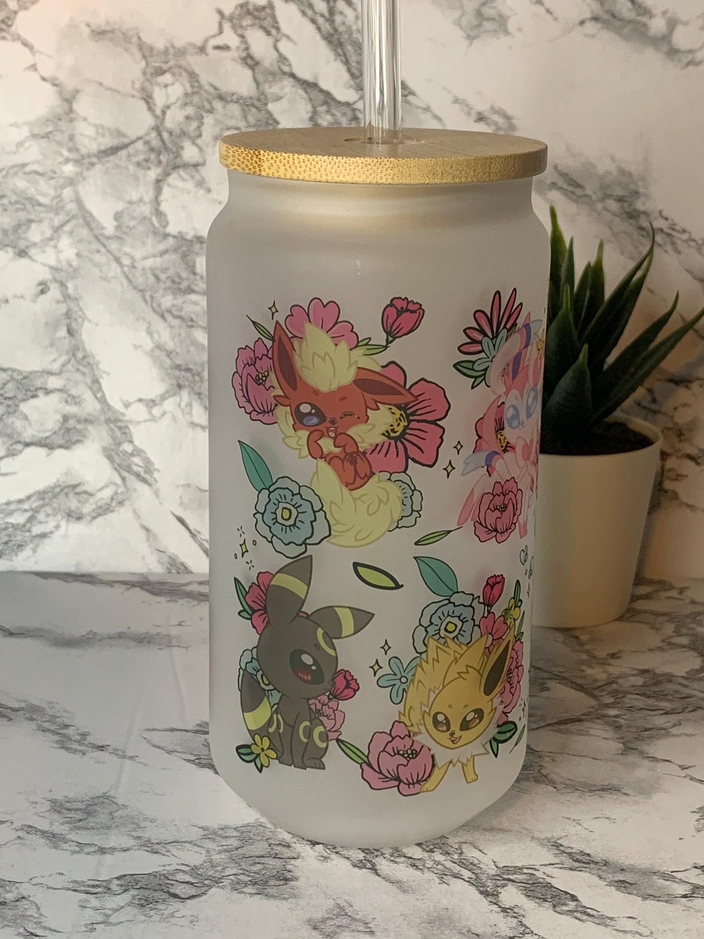 Blossom Monster Frosted Glass Cup