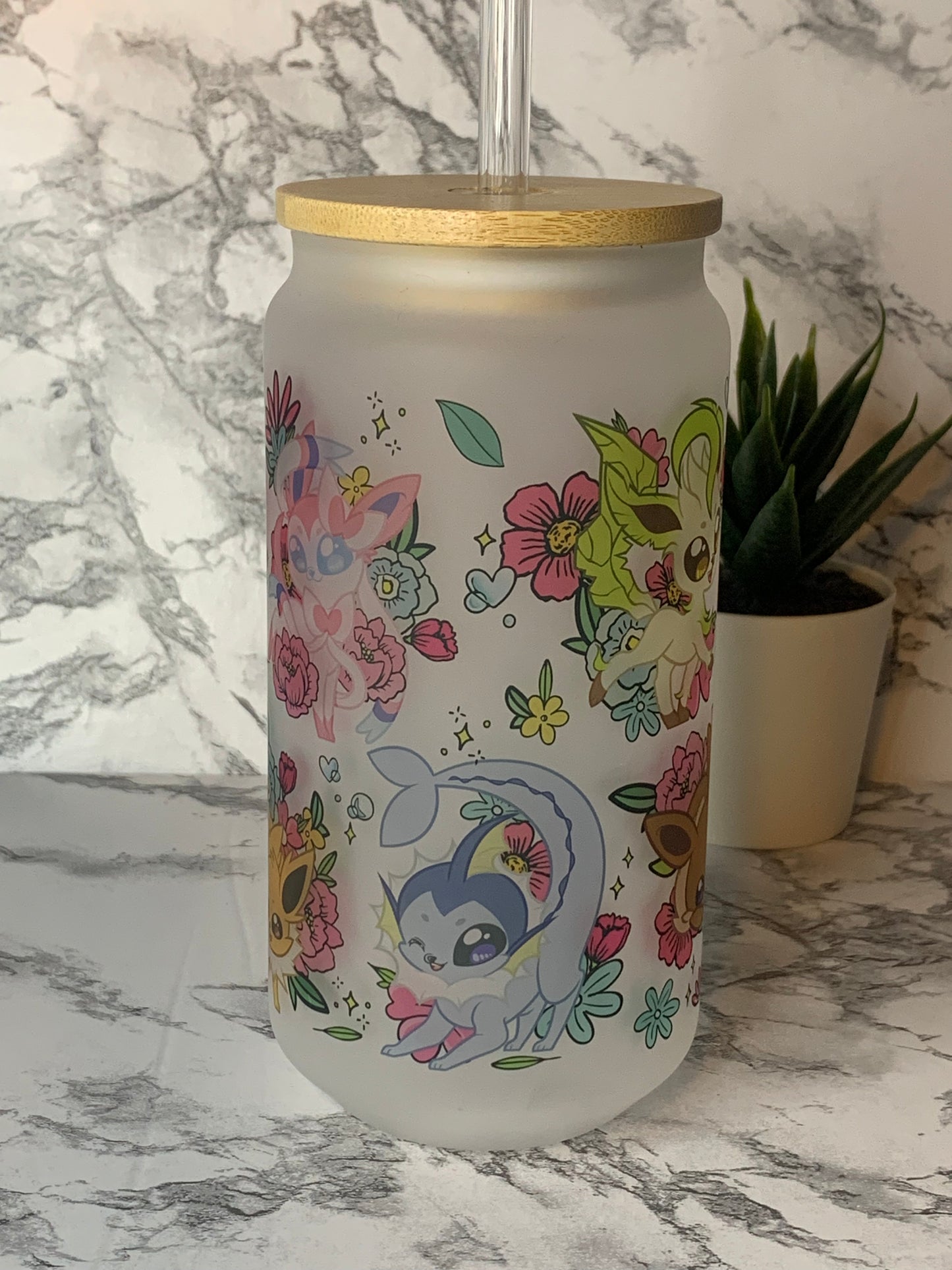 Blossom Monster Frosted Glass Cup