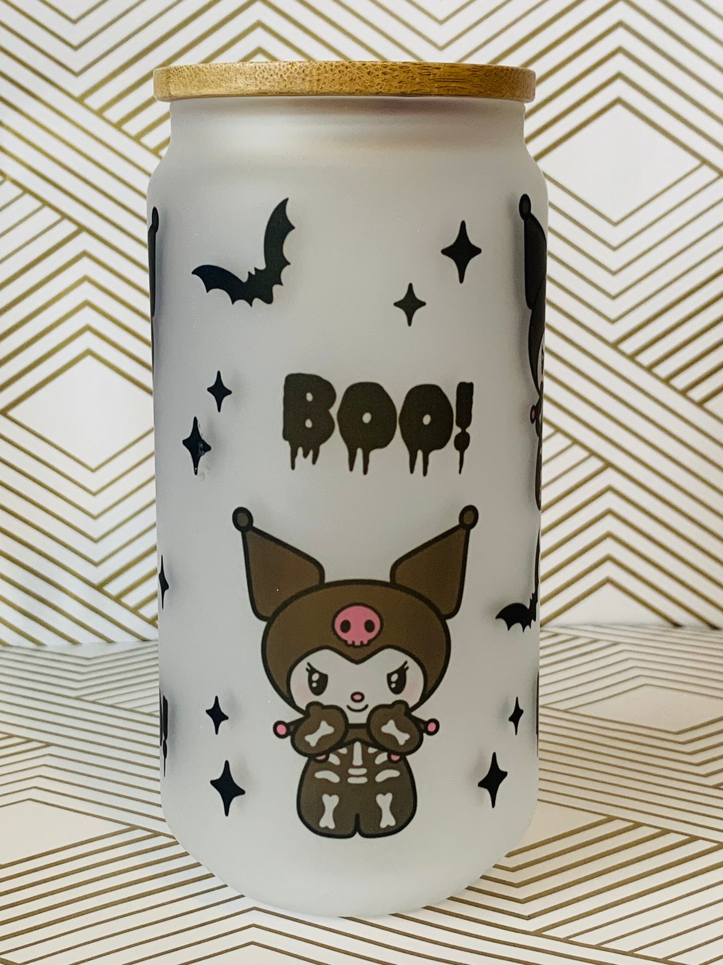 Spooky Skelly Glass Cup