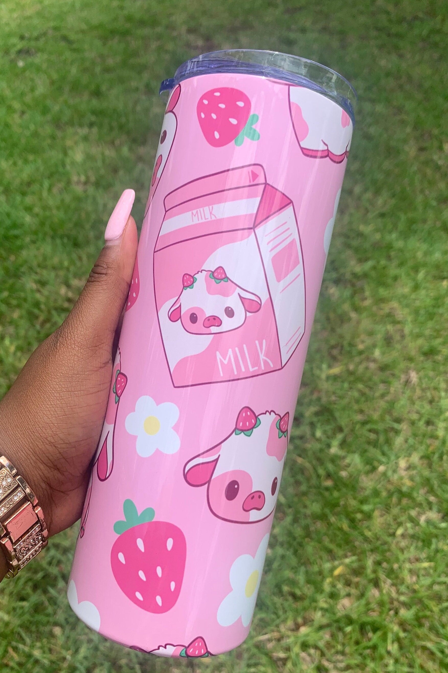 Kawaii strawberry milk 20 oz stainless steel tumbler