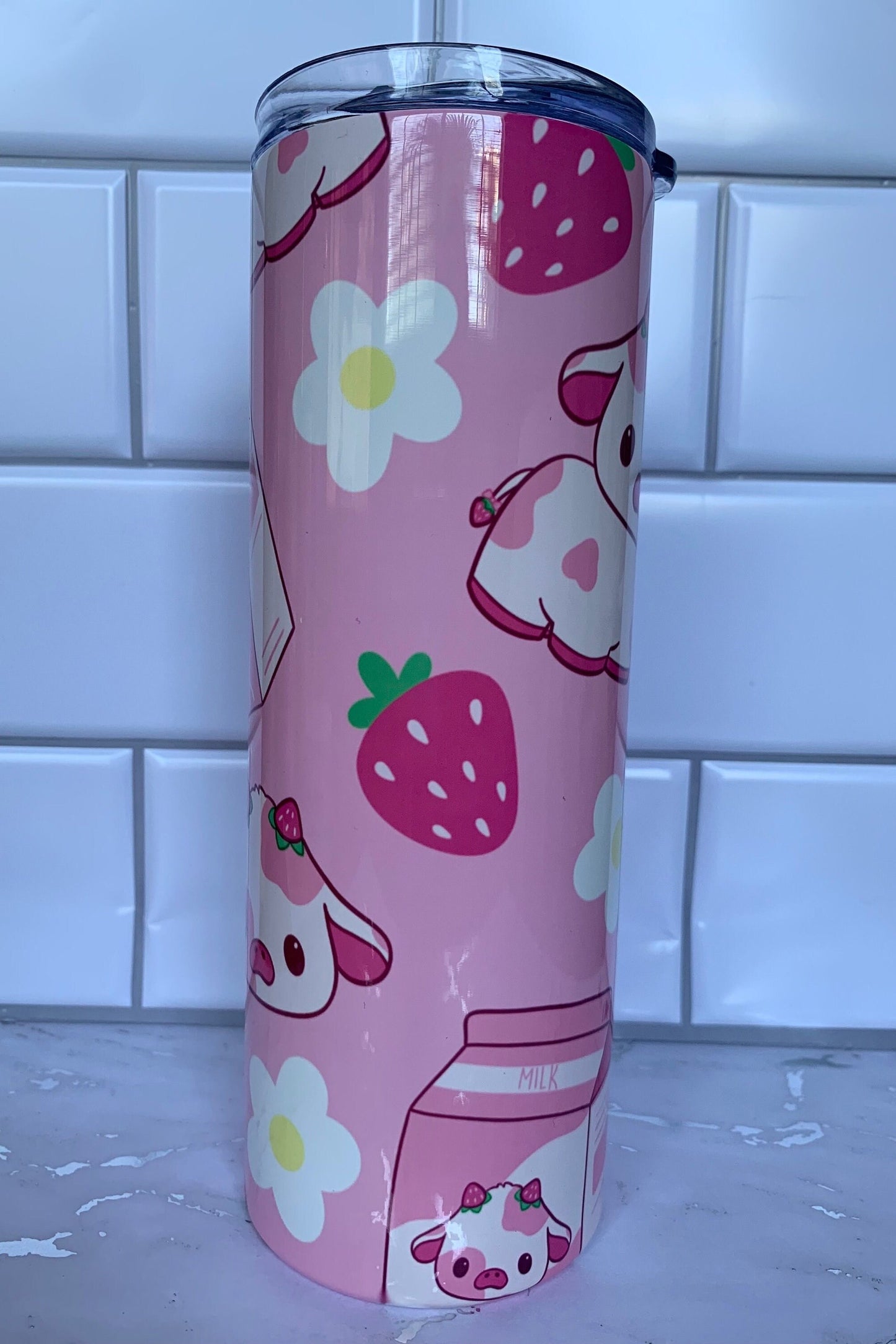 Kawaii strawberry milk 20 oz stainless steel tumbler