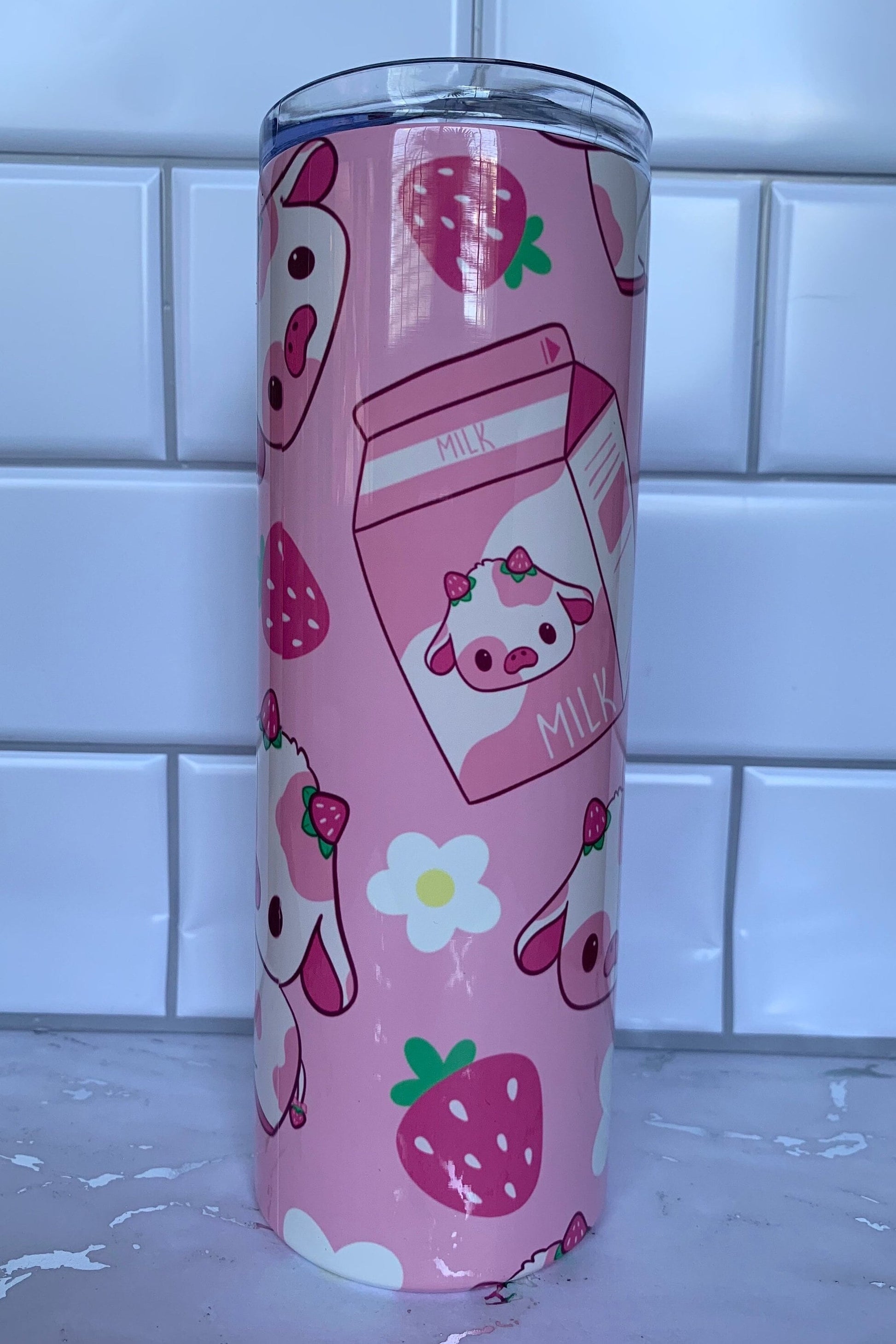 Kawaii strawberry milk 20 oz stainless steel tumbler