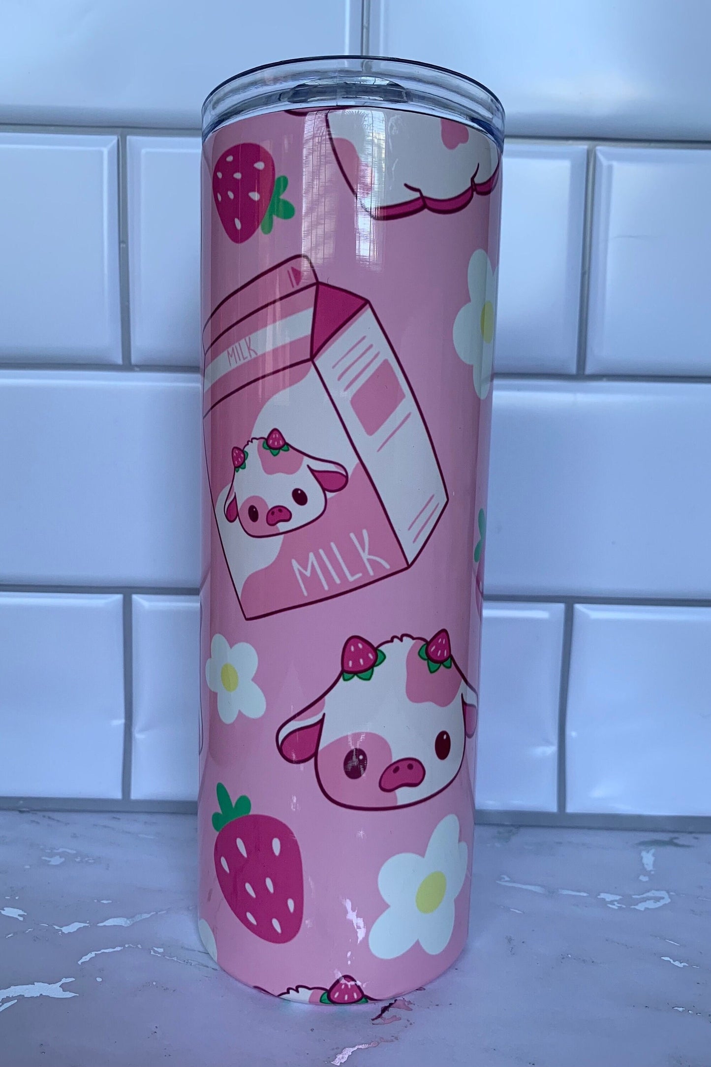 Kawaii strawberry milk 20 oz stainless steel tumbler