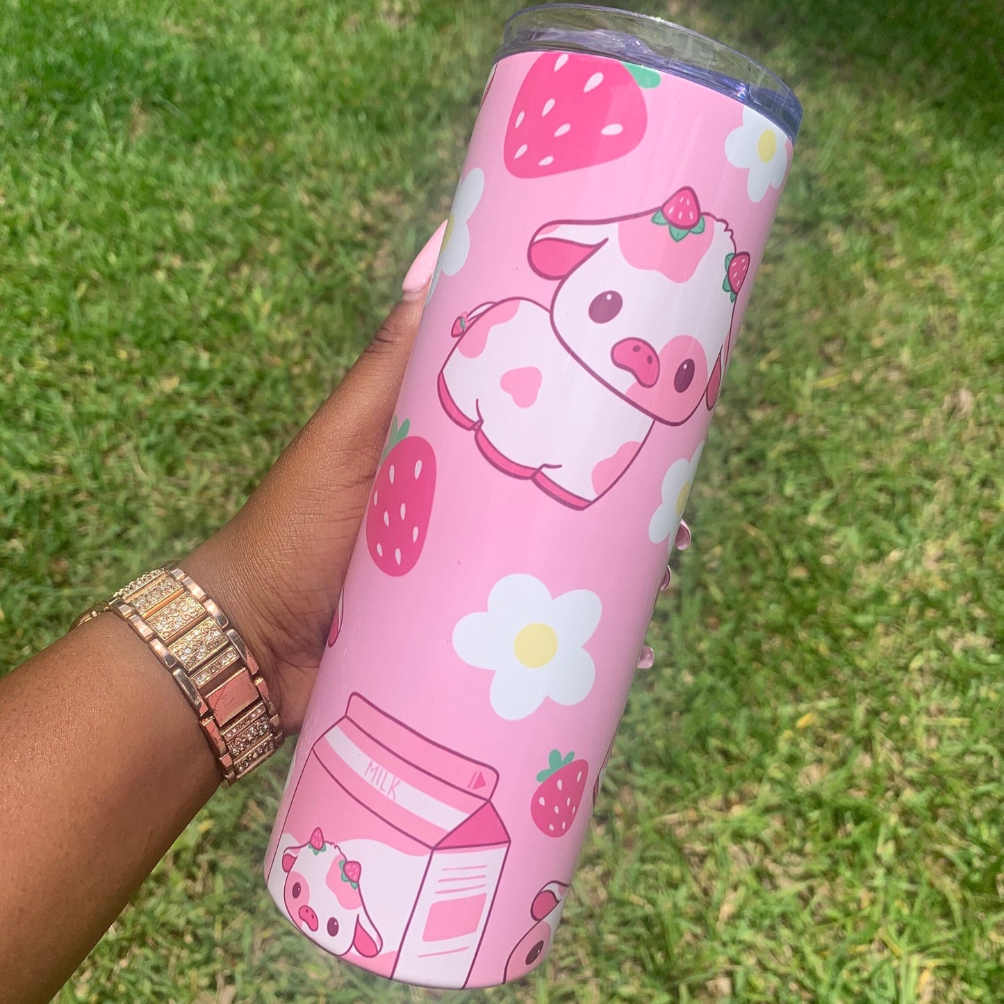 Kawaii strawberry milk 20 oz stainless steel tumbler