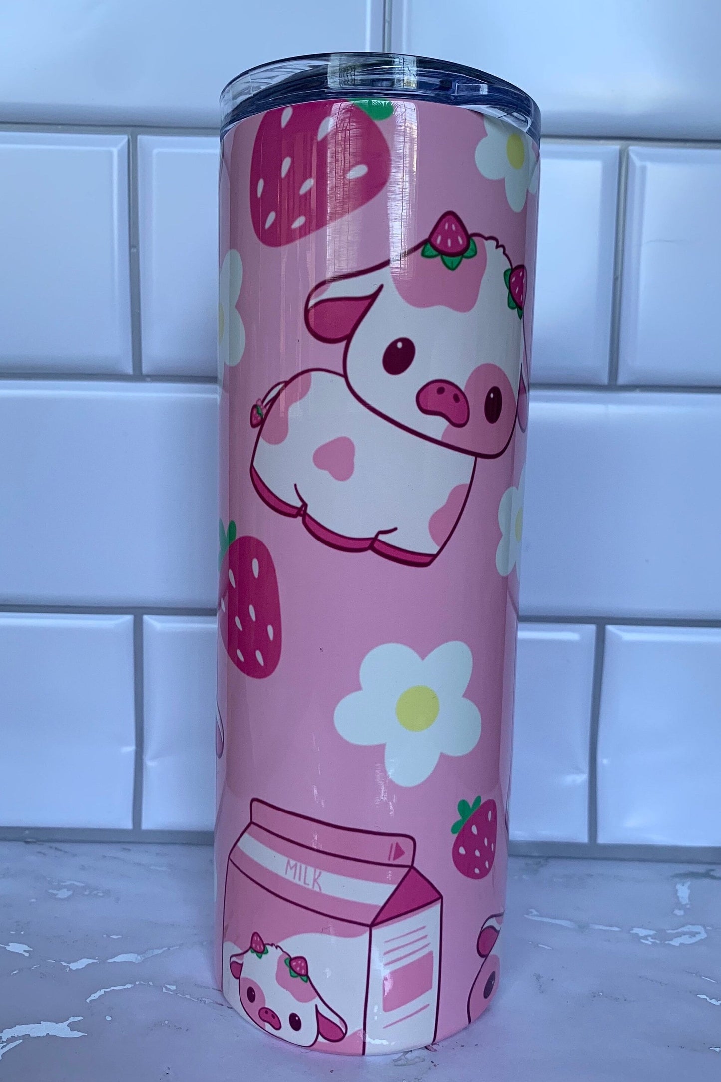 Kawaii strawberry milk 20 oz stainless steel tumbler