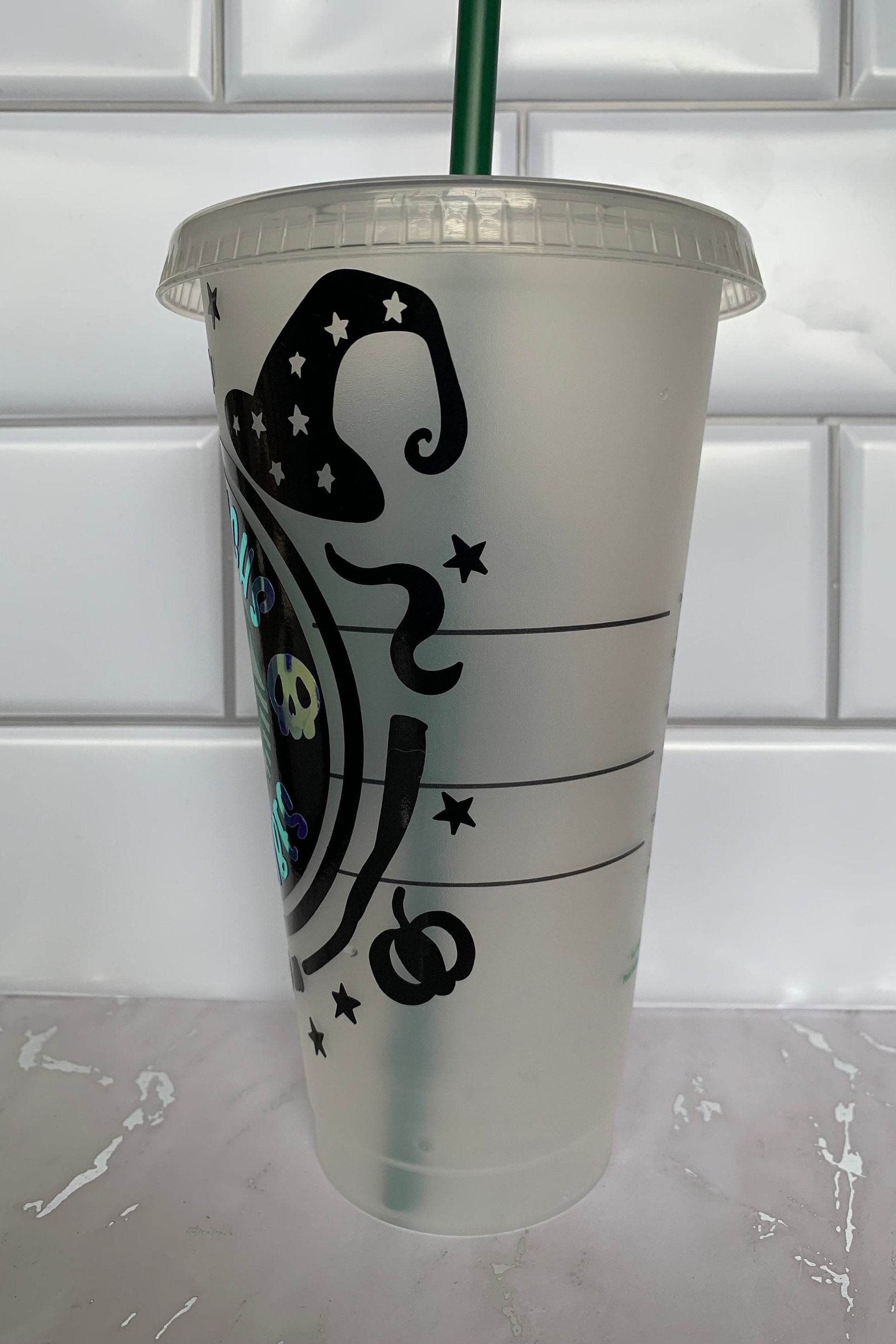 Personalized Thick Thighs and Witchy Vibes 24 oz cold cup