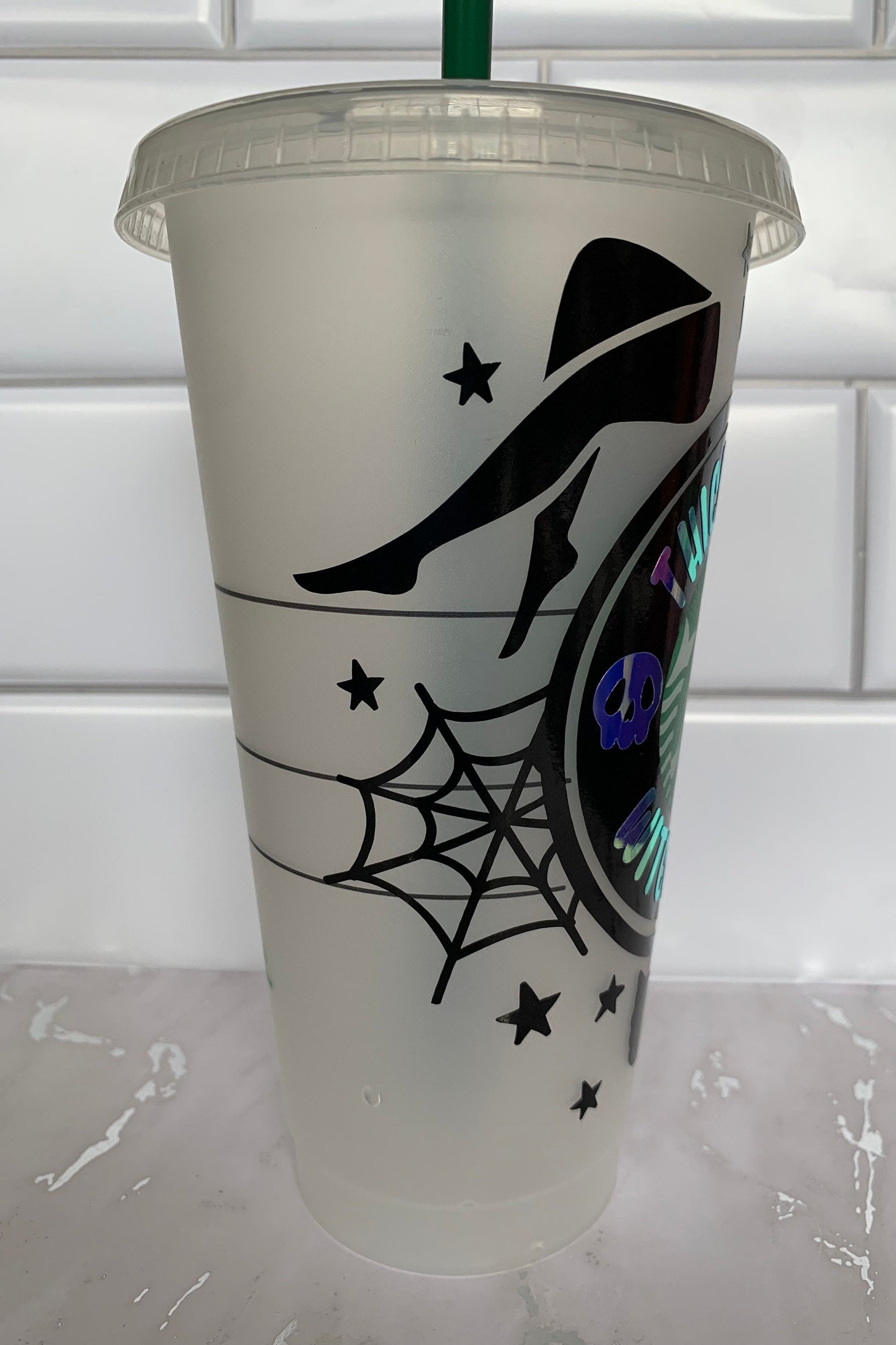 Personalized Thick Thighs and Witchy Vibes 24 oz cold cup