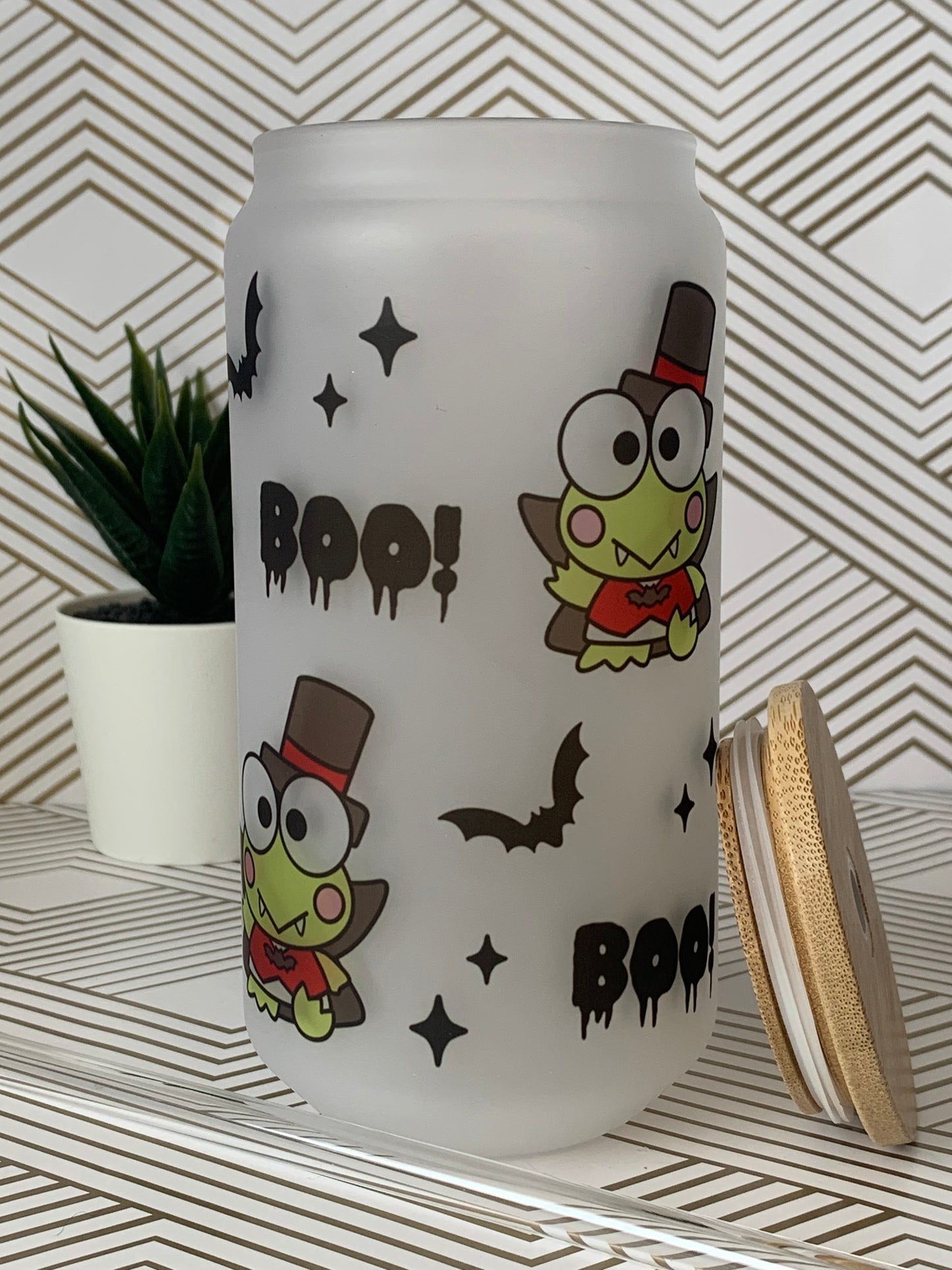 Spooky Frog Glass Cup