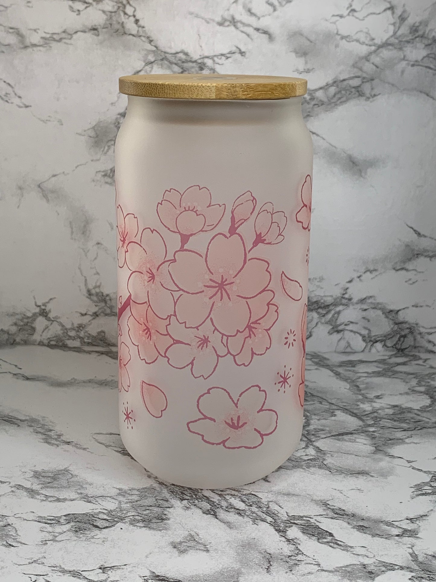 Cherry Blossom 18 oz Glass Cup